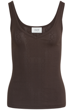 Mon Cotton Pointelle Top - Dark Brown