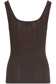 Mon Cotton Pointelle Top - Dark Brown