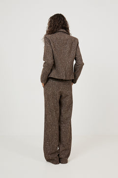 Amandine Wool Suit Pants - Dark Brown Melange