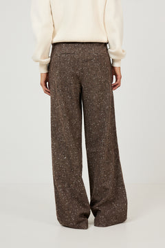 Amandine Wool Suit Pants - Dark Brown Melange