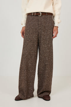 Amandine Wool Suit Pants - Dark Brown Melange