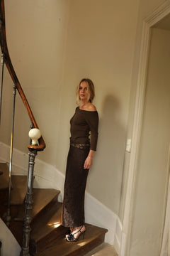 Lene Lace Pencil Skirt - Dark Brown