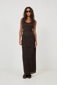 Lene Lace Pencil Skirt - Dark Brown