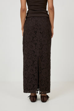 Lene Lace Pencil Skirt - Dark Brown