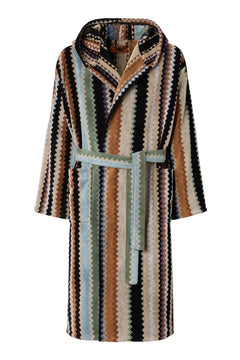 Curt Hooded Bathrobe - Beige Multicolor