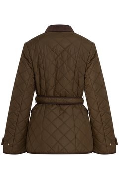 Anja Quilt Belted Jacket - Dark Brown