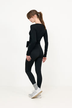 Nia Jersey Wrap Blouse - Black