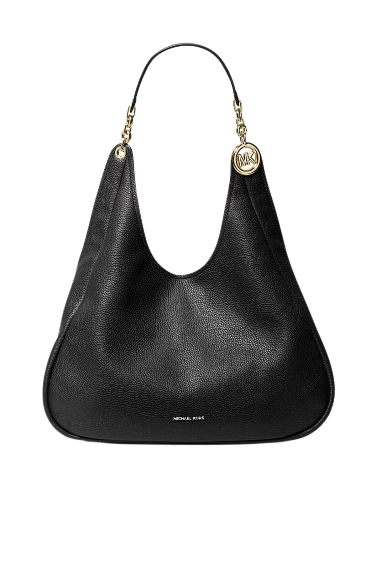 Ellie Large Pebbled Leather Shoulder Bag - Black
