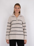 Nevena Stripe Knit Blouse - Sand/Grey