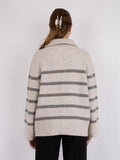 Nevena Stripe Knit Blouse - Sand/Grey