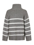Nevena Stripe Knit Blouse - Dark Grey/Off White
