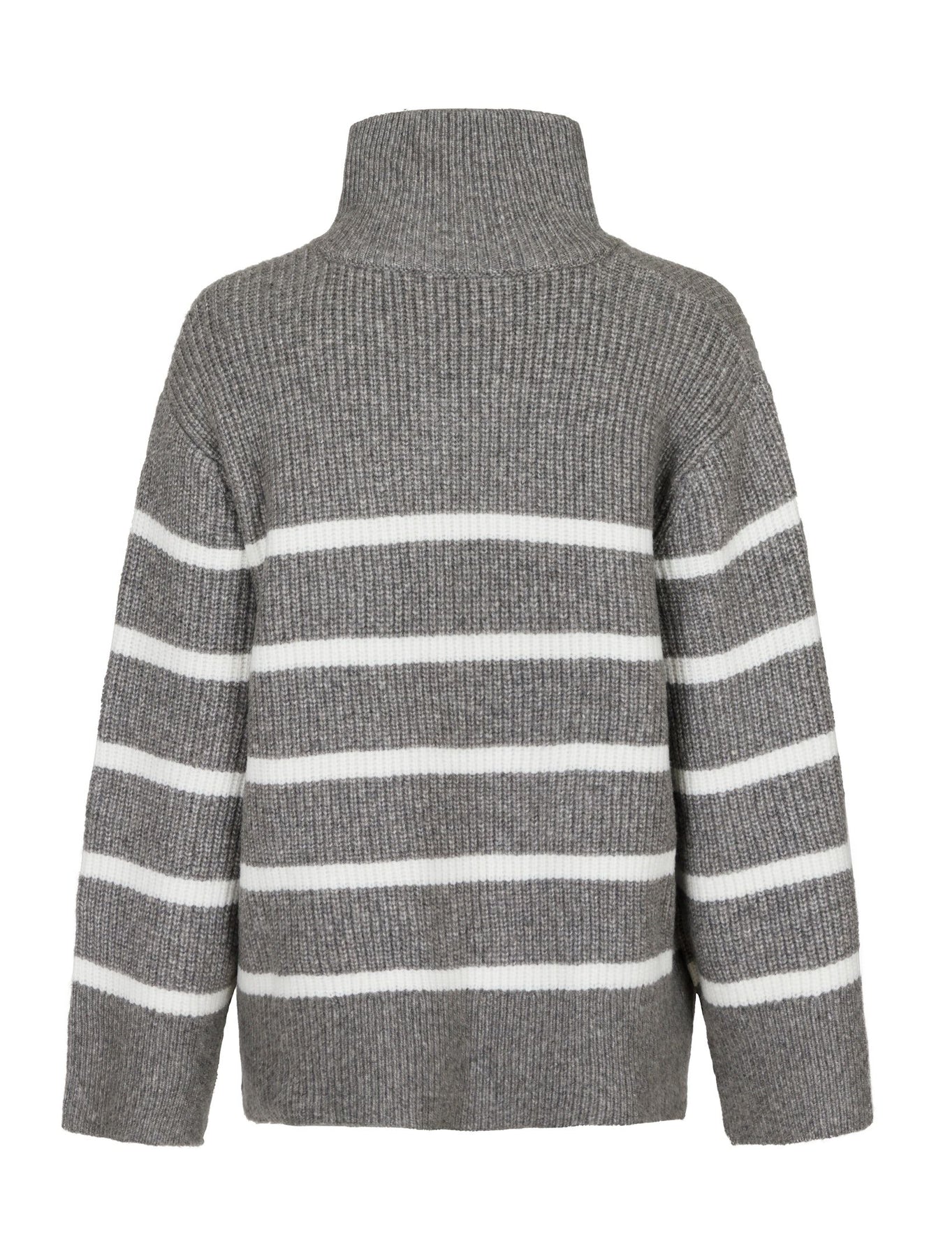 Nevena Stripe Knit Blouse - Dark Grey/Off White