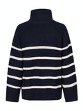 Nevena Stripe Knit Blouse - Navy/Sand