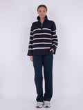 Nevena Stripe Knit Blouse - Navy/Sand