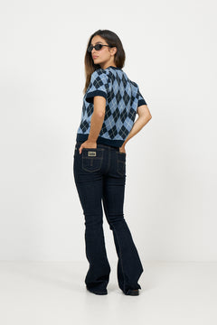 Allestar Check Knit Cardigan - Navy