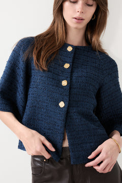 Rosella Boucle Mini Jacket - Navy