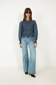 Marcia Check Blouse - Blue