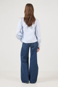 Astrida Stripe Stone Blouse - White