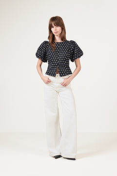 Anela Dot Blouse - Black