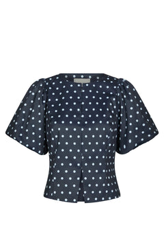 Anela Dot Blouse - Navy