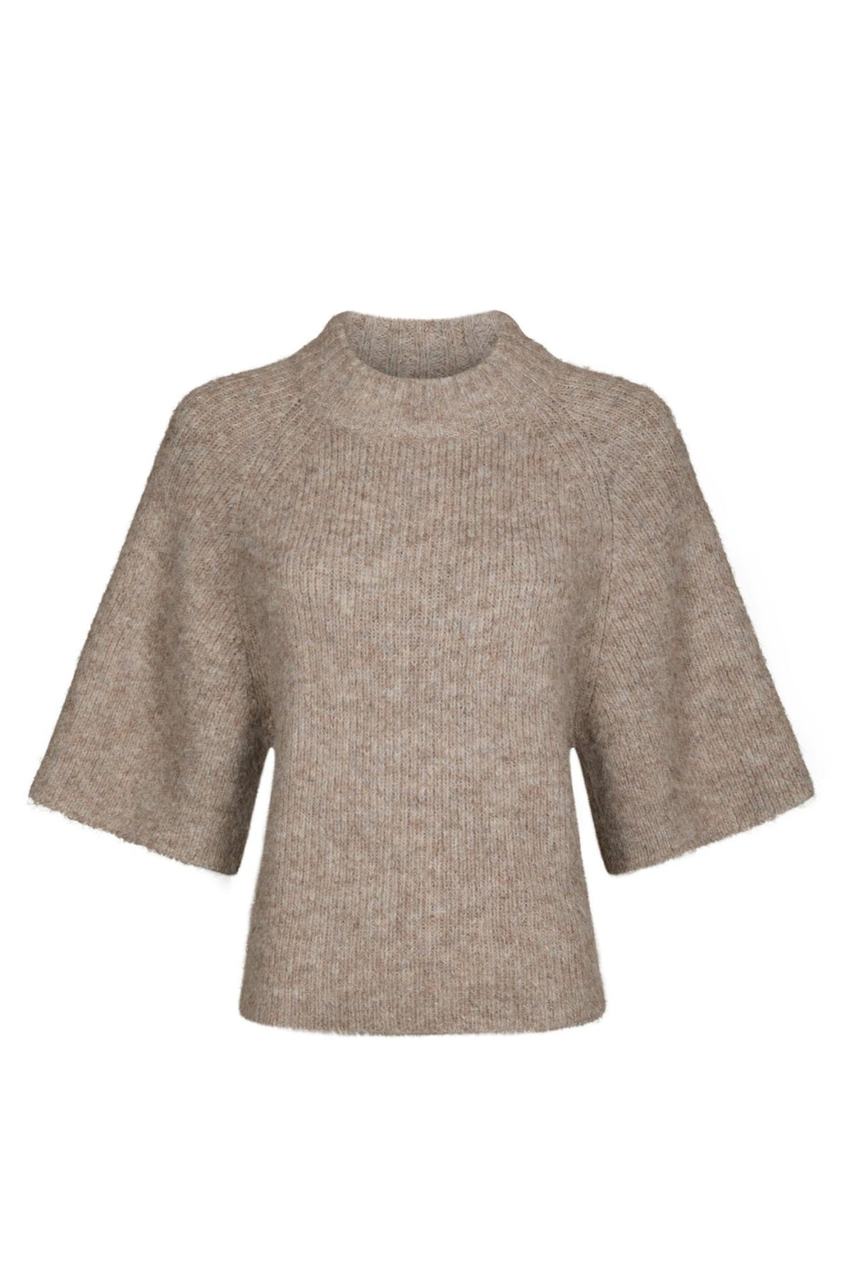 Bandi Fluffy Knit Blus - Beige Melange