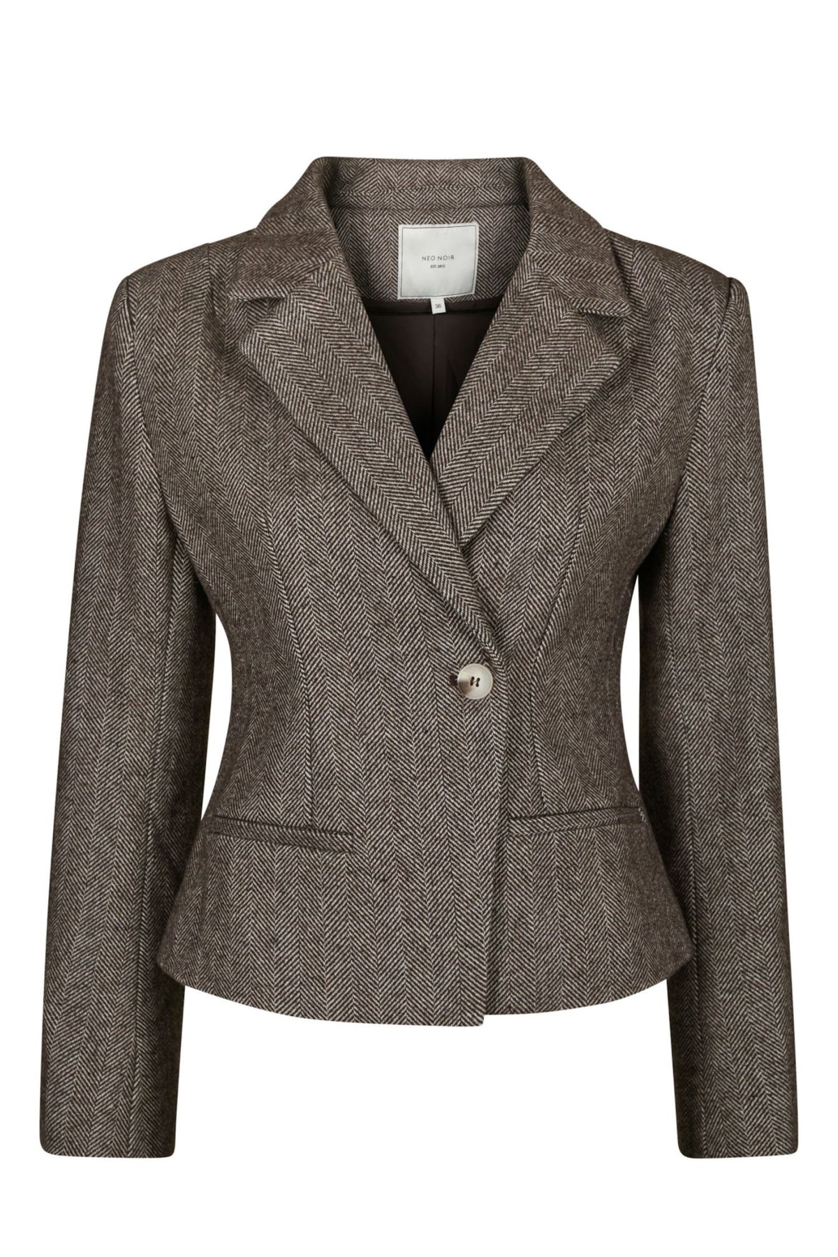 Valia Herringbone S Blazer - Dark Brown