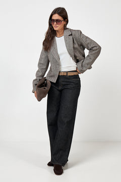 Valia Herringbone S Blazer - Dark Brown