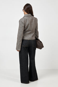 Valia Herringbone S Blazer - Dark Brown