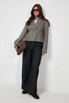 Valia Herringbone S Blazer - Dark Brown