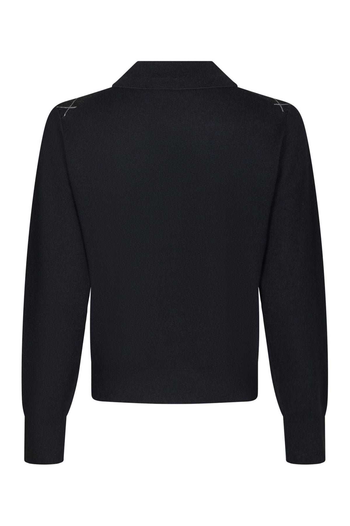 Julina Check Stickad Blus - Navy