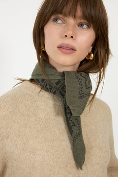 Adelina Paisley Knit Scarf - Army
