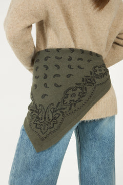 Adelina Paisley Knit Scarf - Army