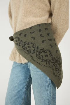 Adelina Paisley Knit Scarf - Army