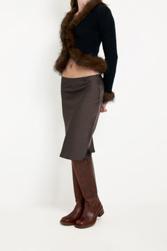 Mindie Heavy Sateen Skirt - Dark Brown