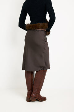Mindie Heavy Sateen Skirt - Dark Brown