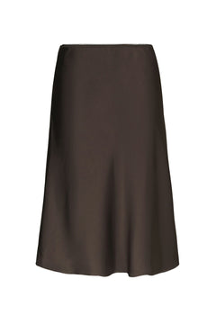 Mindie Heavy Sateen Skirt - Dark Brown