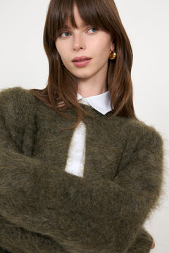 Amelia Chunky Cardigan - Moss Green