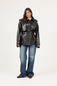 Majorstuen Trench Short - Black Croc