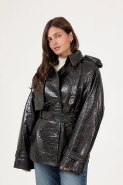 Majorstuen Trench Short - Black Croc