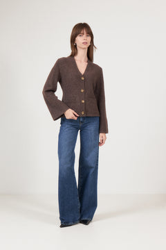 Pixie Knit Cardigan - Brown Melange