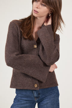 Pixie Knit Cardigan - Brown Melange