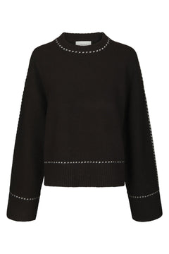 Roeme Knit Stitch Blouse - Dark Brown