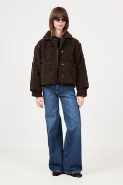 Castor Faux Fur Jacket - Dark Brown