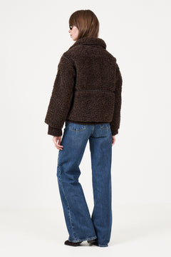 Castor Faux Fur Jacket - Dark Brown