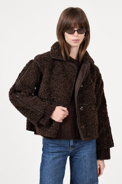 Castor Faux Fur Jacket - Dark Brown