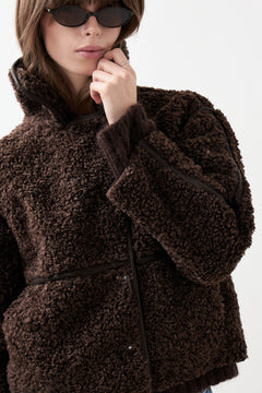 Castor Faux Fur Jacket - Dark Brown