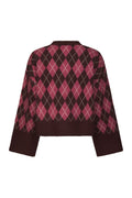 Kick Check Knit Blouse - Vinröd