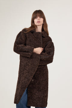 Senta Faux Fur Coat - Dark Brown