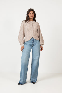 Koteas Cable Knit Cardigan - Beige Melange