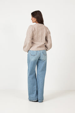 Koteas Cable Knit Cardigan - Beige Melange
